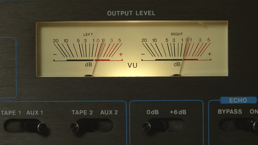 Analog VU meters on vintage sound mixer