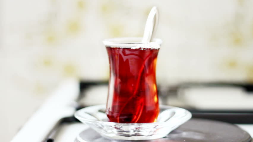 Turkish Tea served from traditional 2 tiered teapot, bottom one for boiling water and top pot for brewed tea