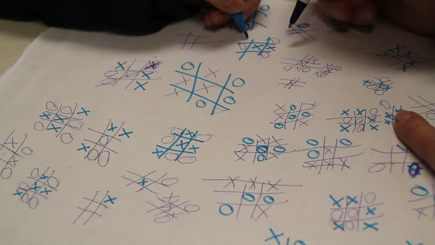 Two contestants playing Tic Tac Toe