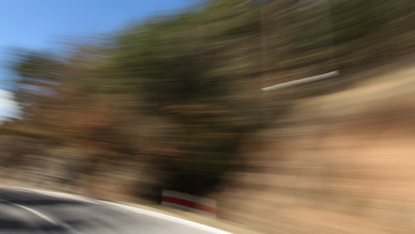 shot from a moving car with the camera clamped to the roof, pyrenees, spain
