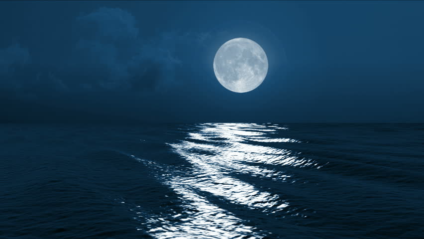 Blue Aura Moon Ocean Ripples