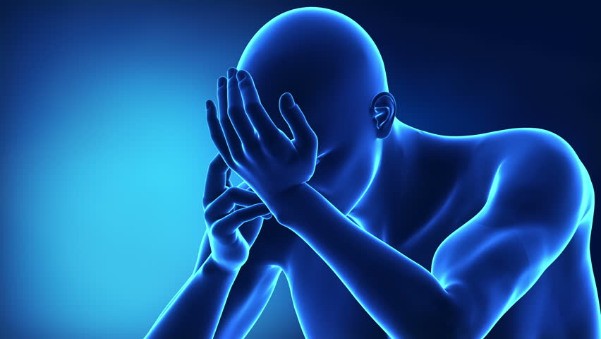 Human mail with backache / headache