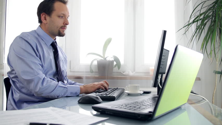 Businessman working on computer nap laptop