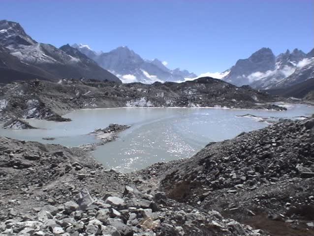 3-views of melting glaciers in the Gokyo Valley of Nepal.