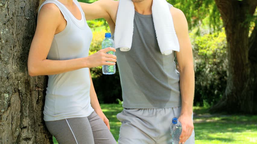 Couple sweating after sports