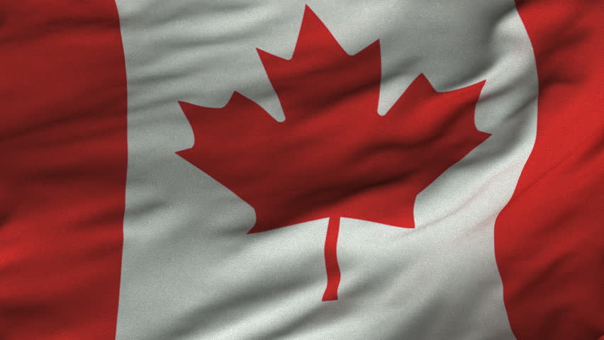 Seamless looping 3D rendering closeup of the flag of Canada.  Flag has a detailed realistic fabric texture and an accurate design and colors.