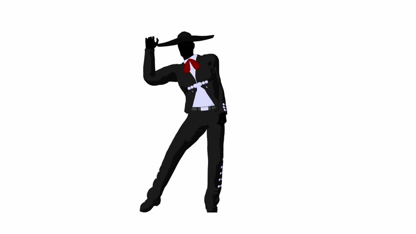Male Mariachi illustration silhouette illustration on a white background
