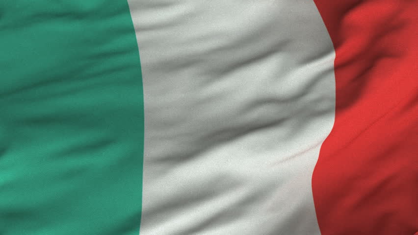 Seamless looping 3D rendering closeup of the flag of Italy.  Flag has a detailed realistic fabric texture and an accurate design and colors.