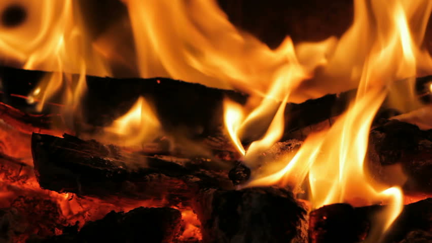 closeup of Flame in a fireplace