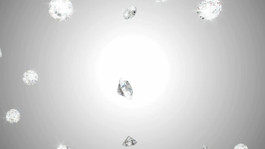 Diamonds scattering or flying away over studio light background