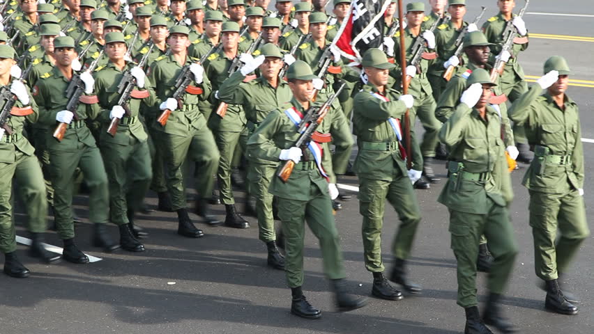 HAVANA - APRIL 17: Cuban soldiers march in parade commemorating the 50th anniversary of the Bay of Pigs, April 17, 2011, Havana, Cuba.  