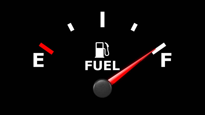 Fuel gauge and pointer moving on it. HD.