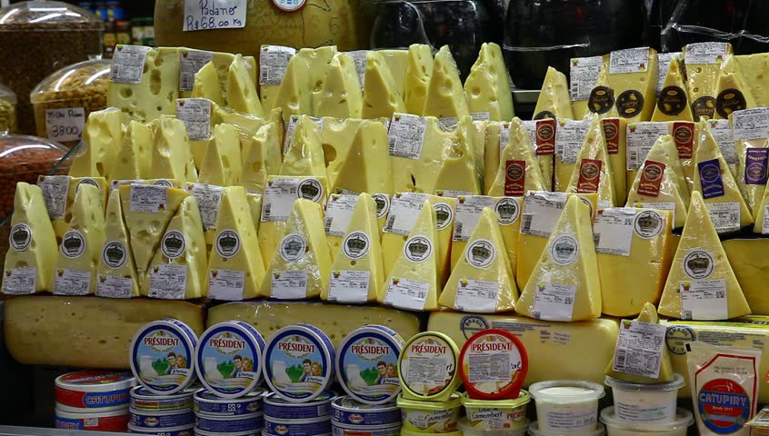 SAO PAULO BRAZIL - JUNE 22: Brazilian cheeses in Mercado Municipal de SÃÂ£o Paulo, June 22, 2011. Opened in 1933, Mercado Municipal de SÃÂ£o Paulo is an important trading wholesale and retail establishment and is located in the historic center of SÃÂ£o Paulo