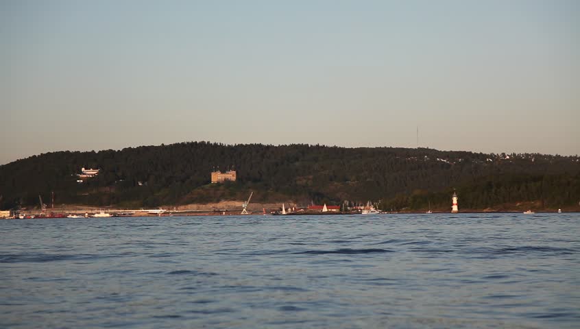 Sailing in fjord Full HD