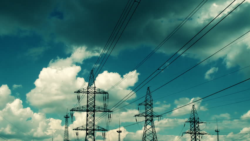 electric high voltage pylon against sky