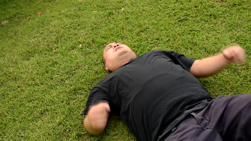 Fat Bald Head Asian Thai Man Swinging His Arm Warming Up Before
