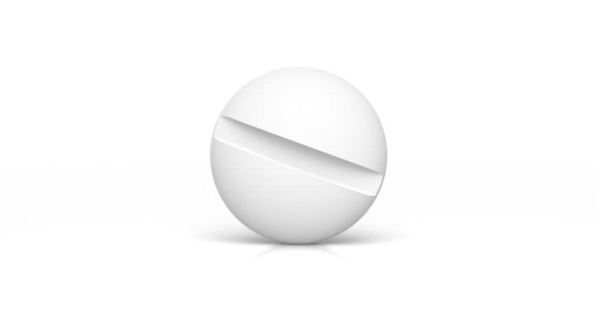 Pill rotating on white background alternately displaying red cross and caduceus