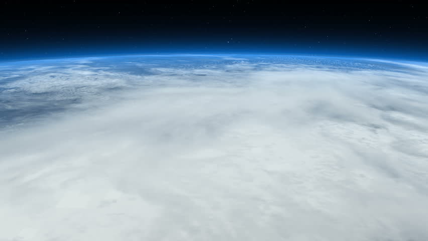 Beautiful Earth - From clouds to space. Flight from a layer of clouds into space with a view to Central America. The atmosphere glows in a bright blue. Elements of this image furnished by NASA