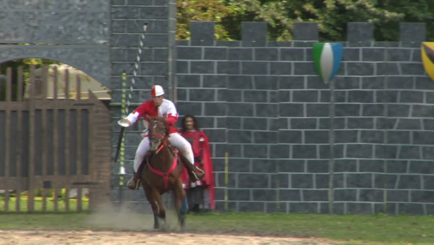 COMO, ITALY - CIRCA SEPT 2011:  Palio del Baradello re-enacts Barbarossa's visit to his allies in Como after defeating Milan in the 1159 battle, circa Sept 2011, Como, Italy. Period dances, games and shows create a medieval atmosphere at this annual event