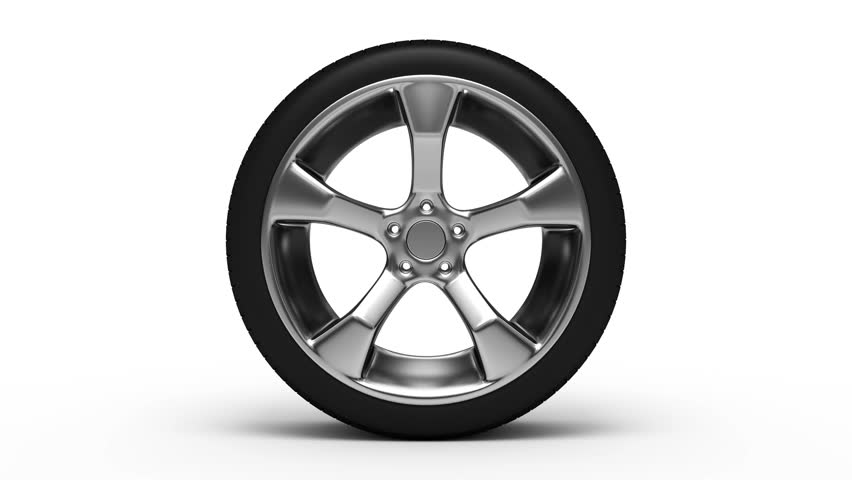 Aluminum wheel with tire rotation. Seamless loop.