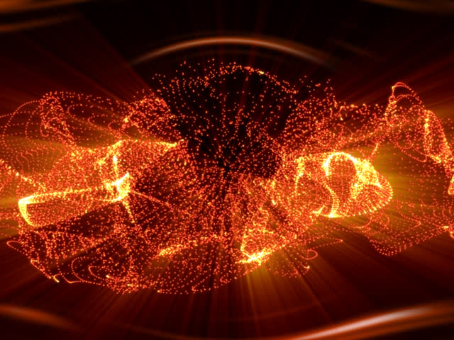 Abstract animation of flowing orange particles