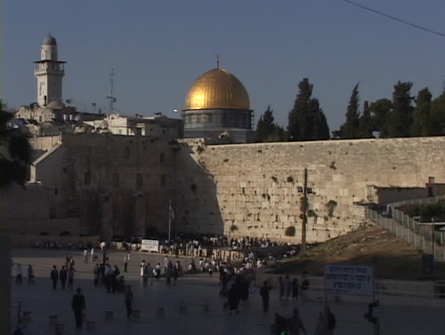 The Dome of the Rock sits above the Wailing Wall in the Old City of Jerusalem.