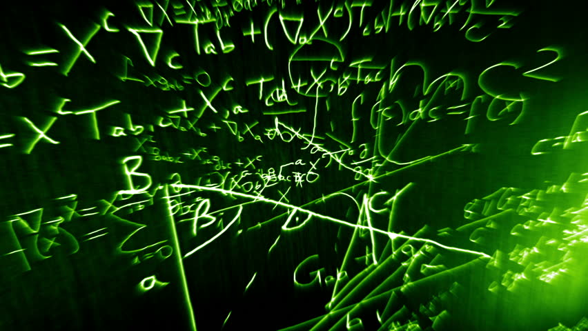 Mathematical and Physical formulas floating in 3D space with a cool design.