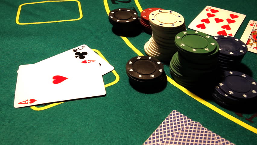 Poker table - Texas Hold'Em, professional dolly shot