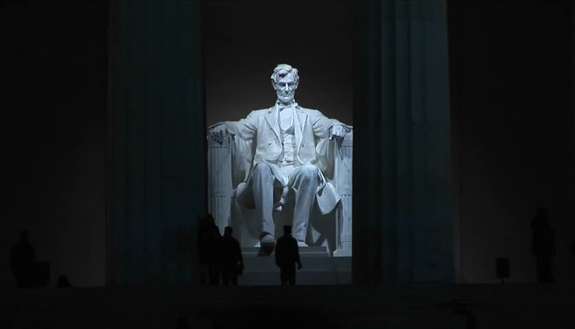 The Lincoln Memorial at night.