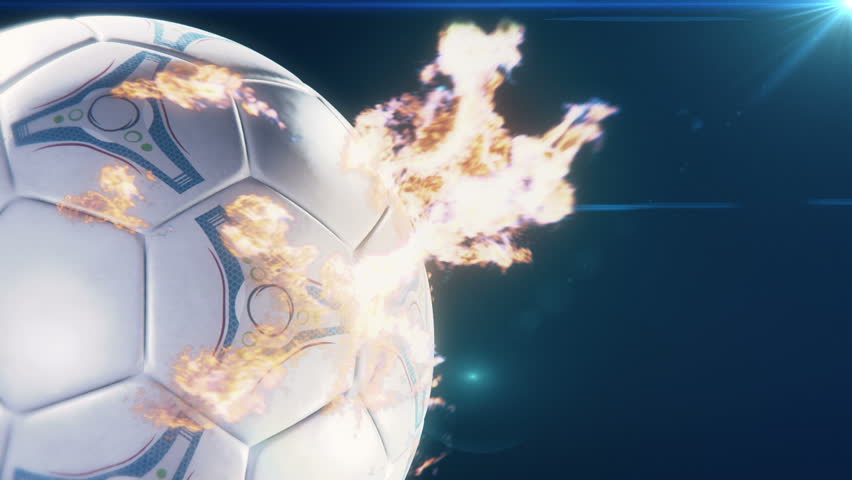 Flames leaping spinning soccer ball seamless loop - great football background with extreme resolution..!