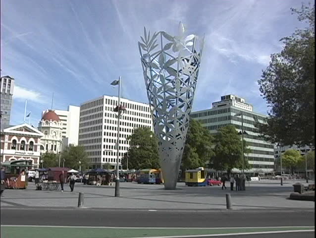 NEW ZEALAND - CIRCA 2006: A sculpture sits in City Centre of downtown Christchurch, circa 2006 in New Zealand.