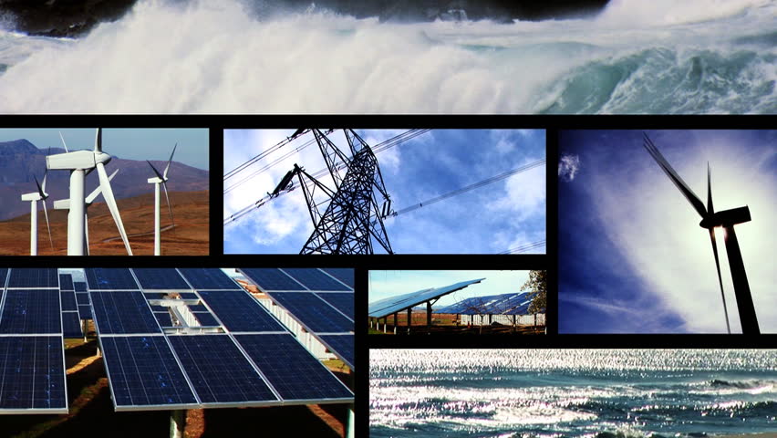 Renewable clean energy montage animating frames