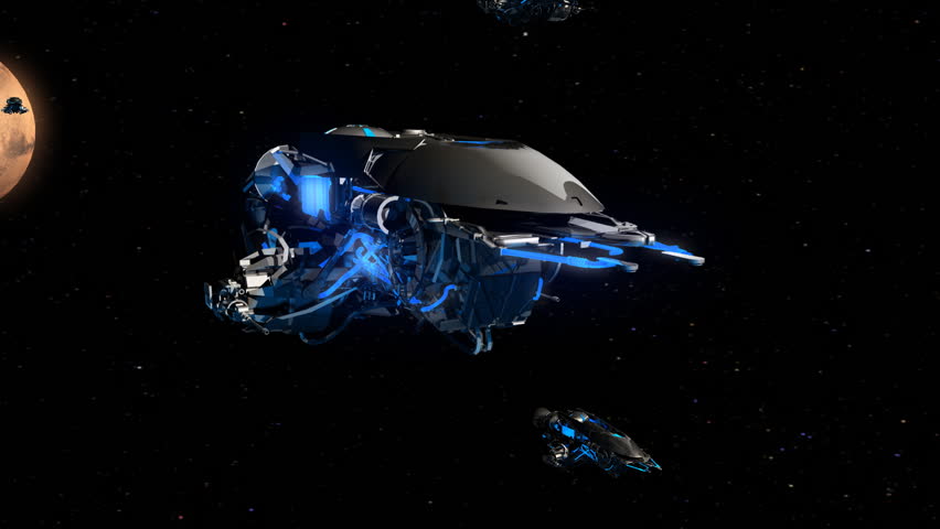 Alien space fleet approaching to the Earth