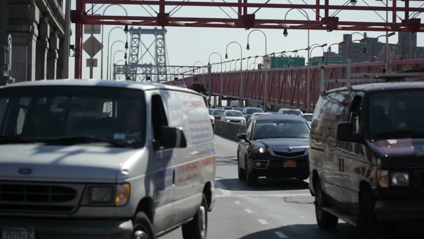 NEW YORK - OCT 6: Vehicle traffic on the Manhattan side of the Williamsburg bridge. October 6th 2011 in New York. 