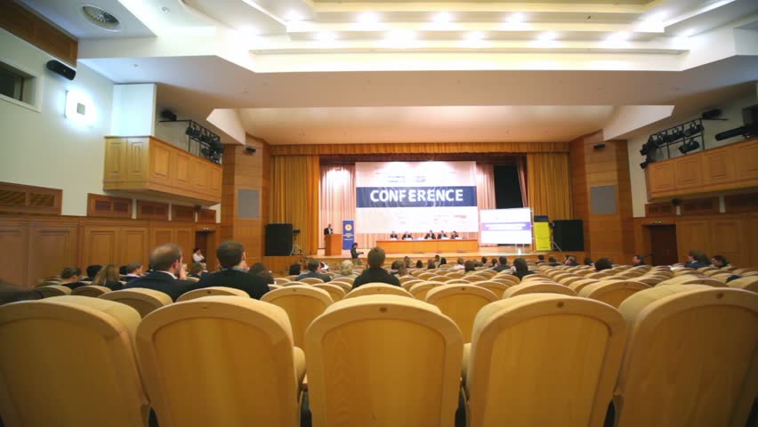View on stage from chair in large audience chamber
