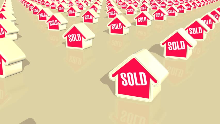 Computer generated animation of multiple houses which have been sold.