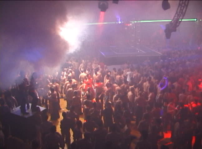 Men dancing at party