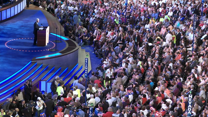 DENVER, CO - CIRCA 2008: Former President Bill Clinton talks about Senator John McCain at a packed Pepsi Center at the 2008 Democratic National Convention circa 2008 in Denver Colorado.