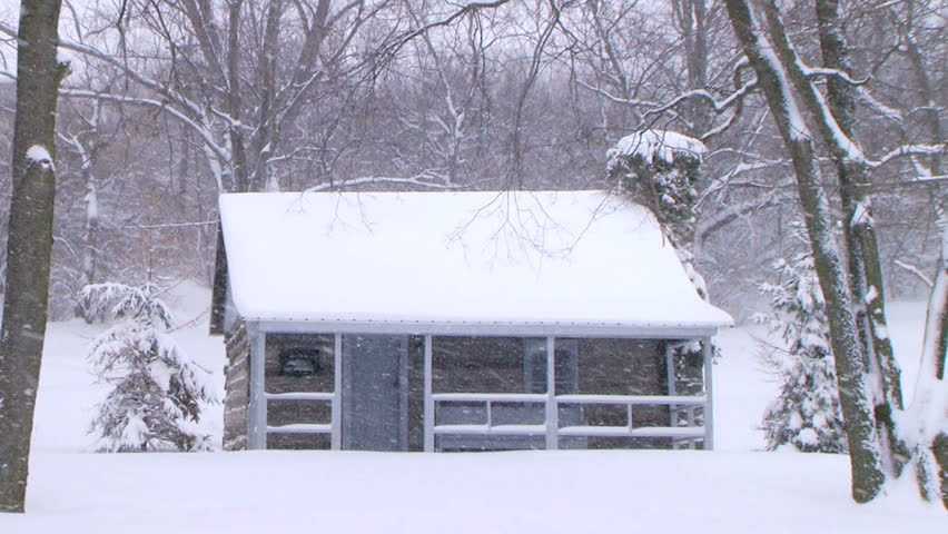 Log Cabin in Snow 