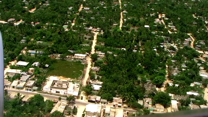 DOMINICAN REPUBLIC - CIRCA APRIL 2009: Aerial view of small town in Santo Domingo.