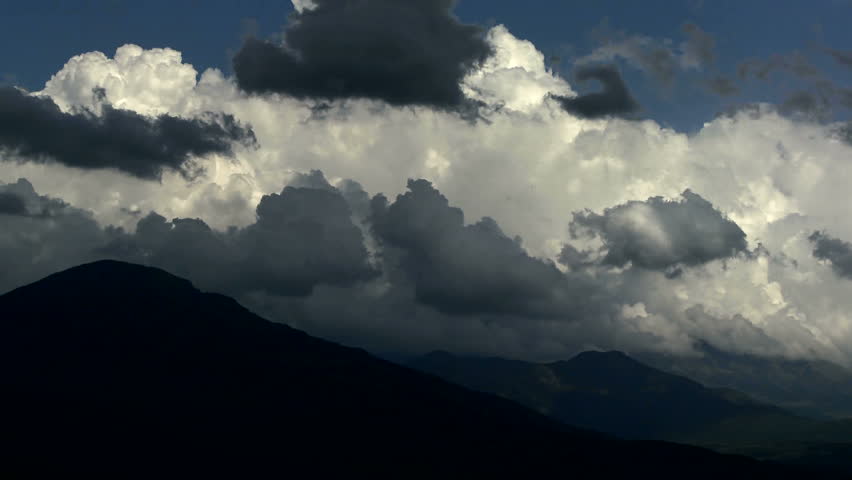 Mountains with clouds above,time lapse