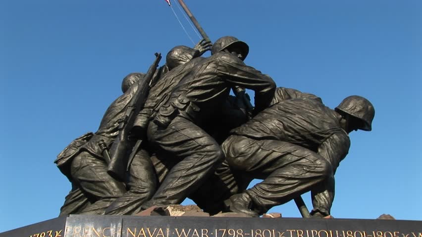 The Iwo Jima Marine Corps Memorial stands tall and proud.