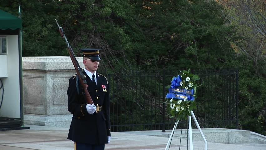 WASHINGTON, D.C. - CIRCA 2009: Soldiers guard the Tomb of the Unknown Soldier.
