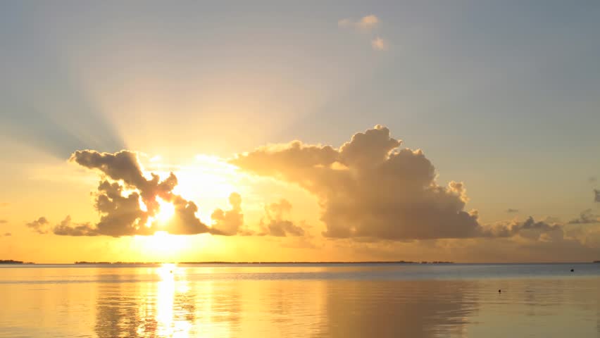 Time Lapse Sunset over Manihi Lagoon, Tuamotos, French Polynesia 