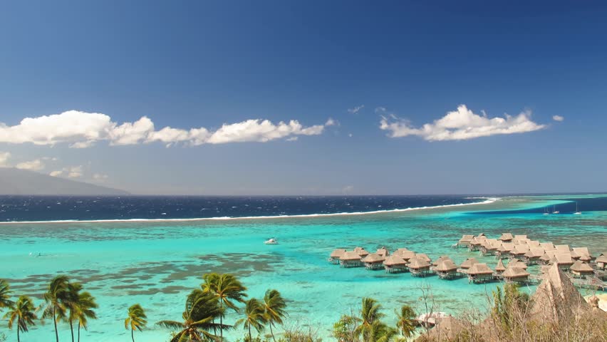 Time Lapse Clouds over Moorea Lagoon, French Polynesia 
