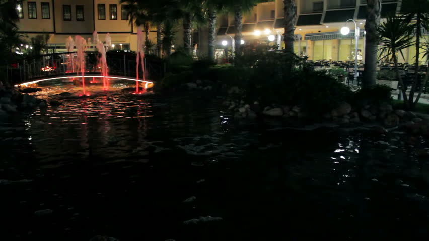 fascinating fountains illuminated with colored lights