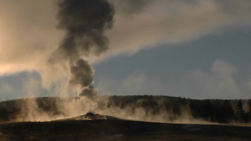 Steam billows out of Old Faithful at Yellowstone National Park