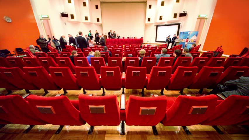 MOSCOW - DECEMBER 9: Few people speak after end of X Global Strategic Forum, on December 9, 2010 in Moscow, Russia.
