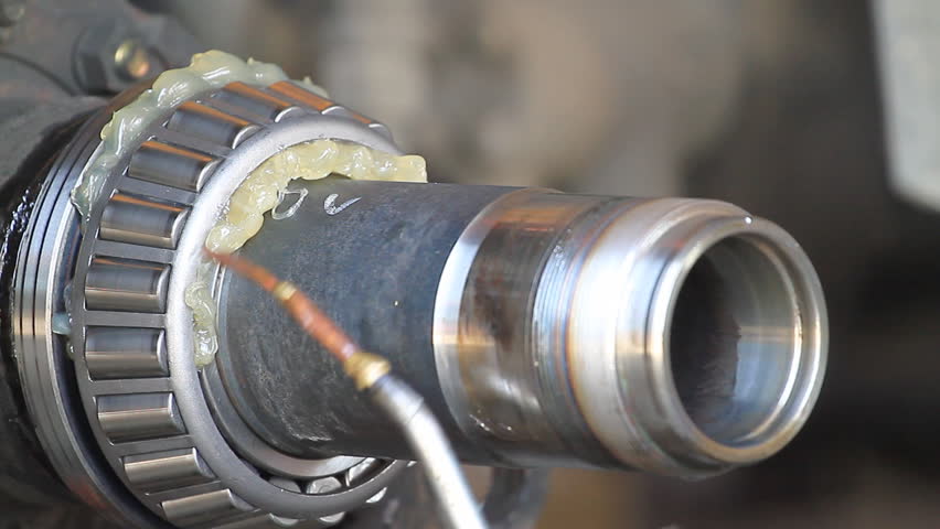 Maintenance of a large ball bearing wheels.