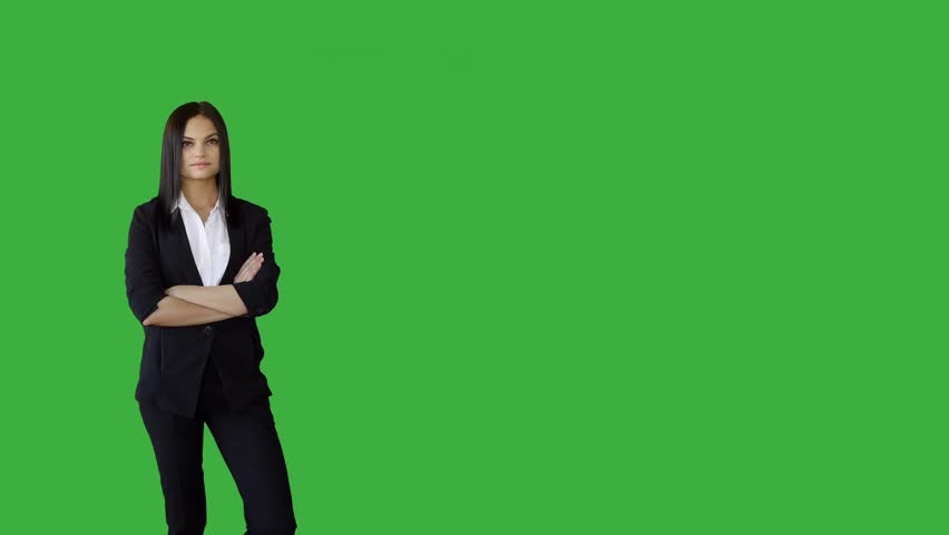 Casual Woman Isolated Green Screen Presenting Stock Footage Video